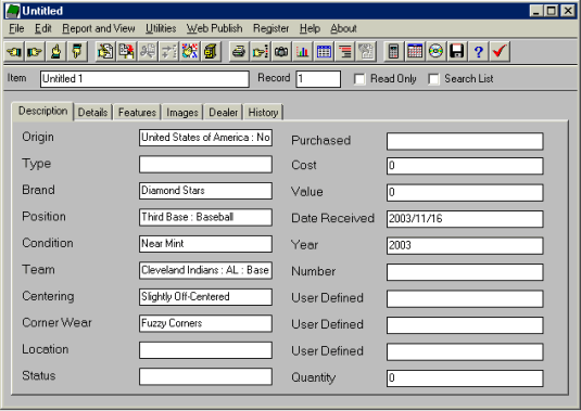 Data Tracker For Collectibles